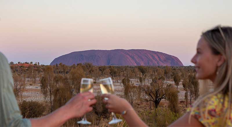 Uluru sunset with sparkling wine